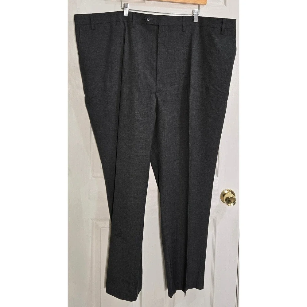 Shaquille O'Neal XLG Mens 50W x 32L Charcoal Grey Stretch Dress Pants NEW